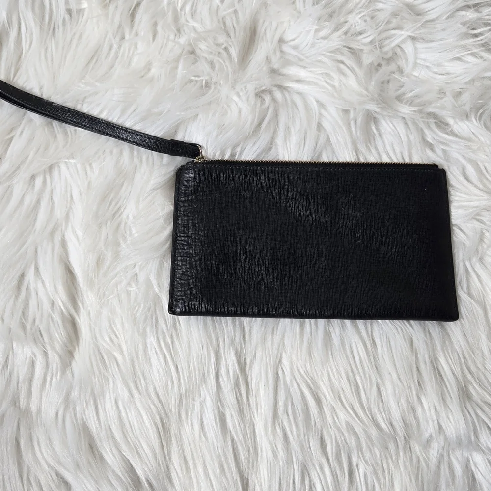 Furla Sleek Black Leather Wristlet